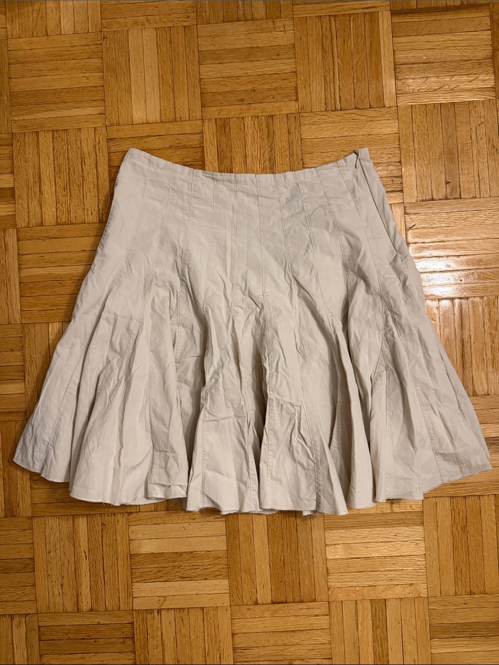 Women's Tan Pleated A-Line Skirt